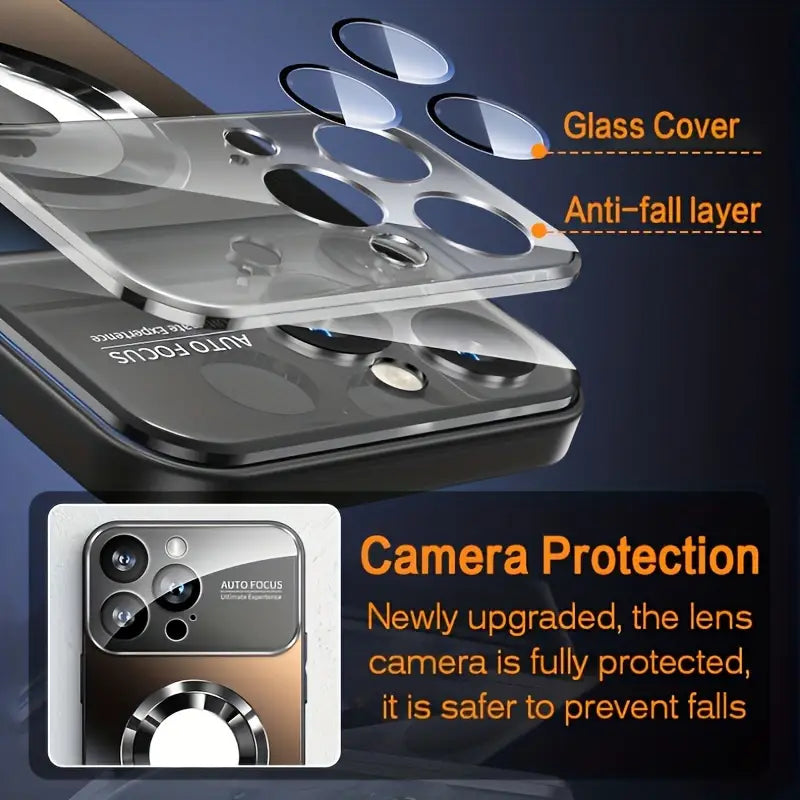 Matte Magnetic Wireless Charging Case – Luxury Titanium Finish | Shockproof & Camera Lens Protection | Compatible with iPhone 16/15/14/13/12 Pro Max - DoorAndSteps E Commerce
