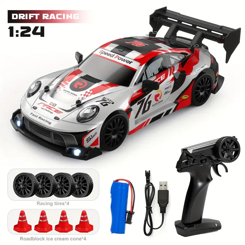 ๐ฅ RC Drift Car 1:24 Mini Scale โ High-Speed 20+Km/h Drift Machine ๐๐จ w/ Remote, Drift Tires & Lights - DoorAndSteps E Commerce