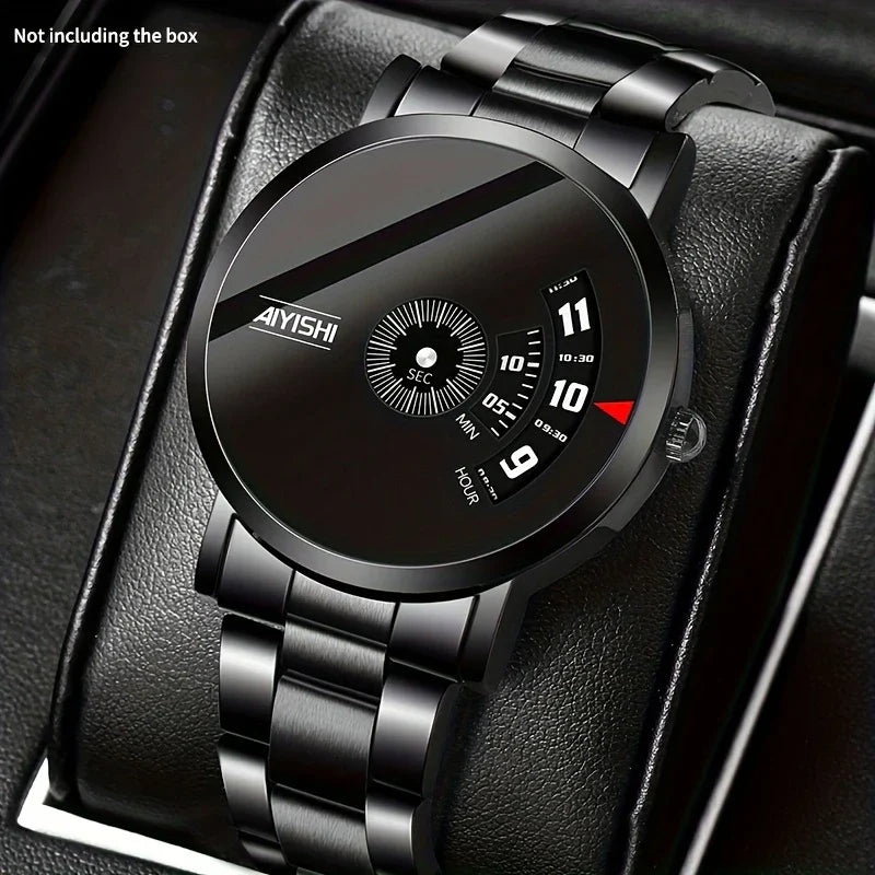 π Men's Sleek Black Dial Quartz Watch β Where Style Meets Functionality