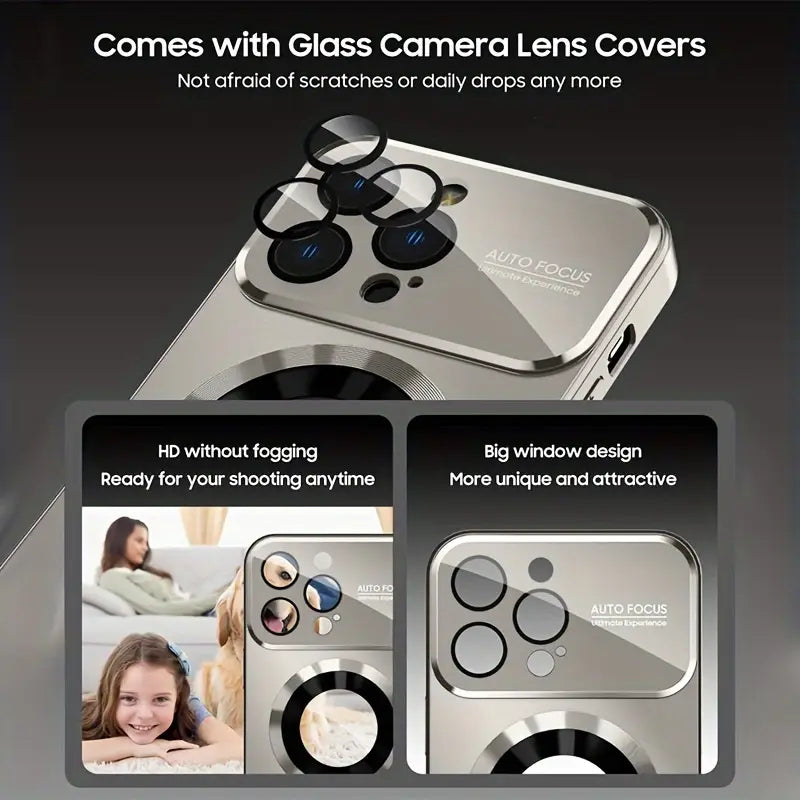 Matte Magnetic Wireless Charging Case – Luxury Titanium Finish | Shockproof & Camera Lens Protection | Compatible with iPhone 16/15/14/13/12 Pro Max - DoorAndSteps E Commerce