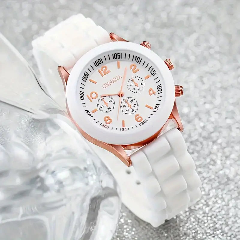 ββ¨ Elegant Women's Quartz Watch + 4-Piece Jewelry Set ππ | Perfect Gift Combo ππ - DoorAndSteps E Commerce