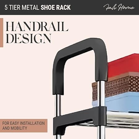 5 Tier Metal Freestanding Shoe Rack - DoorAndSteps E Commerce