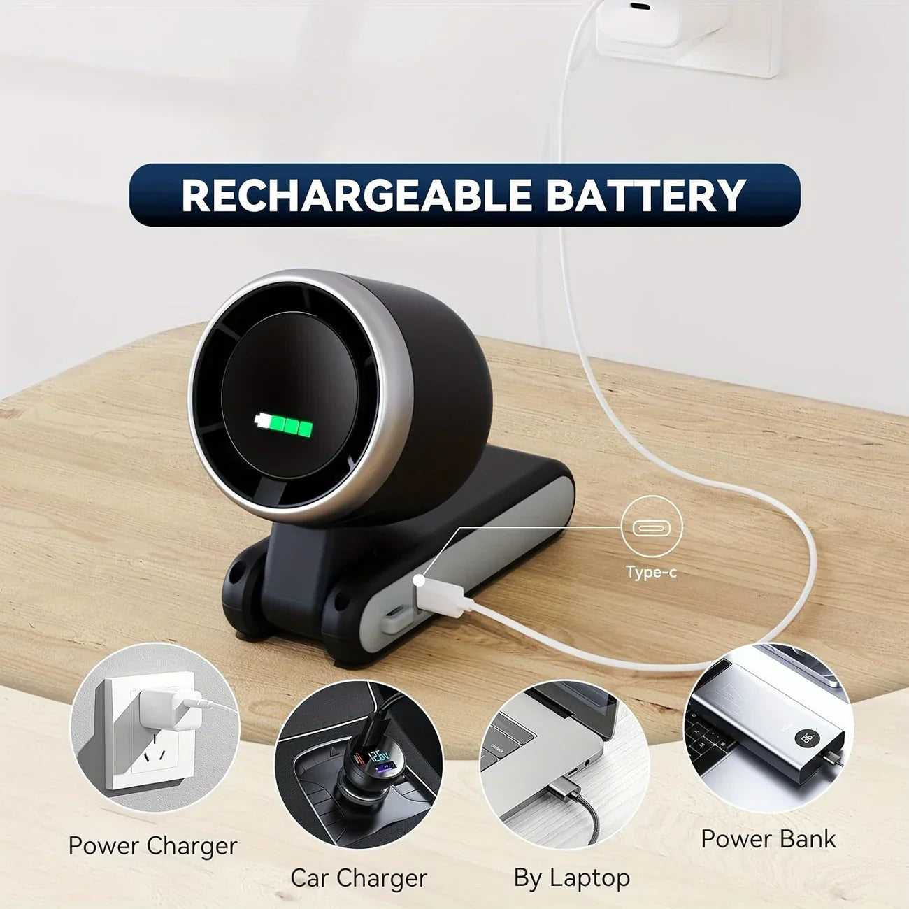 Fan – 5-Speed Foldable USB Rechargeable Mini Fan with 3600mAh Battery | Up to 10H Runtime - DoorAndSteps E Commerce