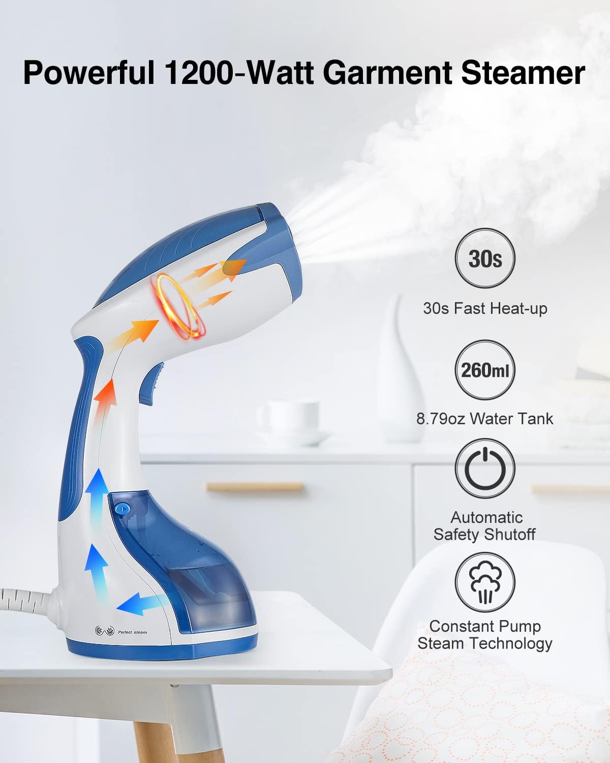 D&S. Steamer Iron for Clothes, Compact,1200 Watts