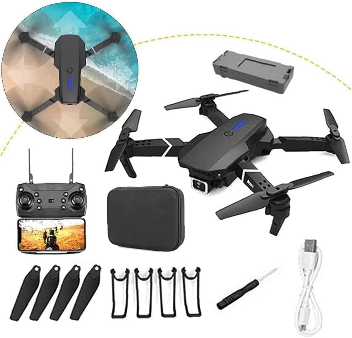 E88 Foldable Camera Drone with WiFi FPV – Dual Camera, HD Aerial Photography, Altitude Hold & One-Key Return - DoorAndSteps E Commerce