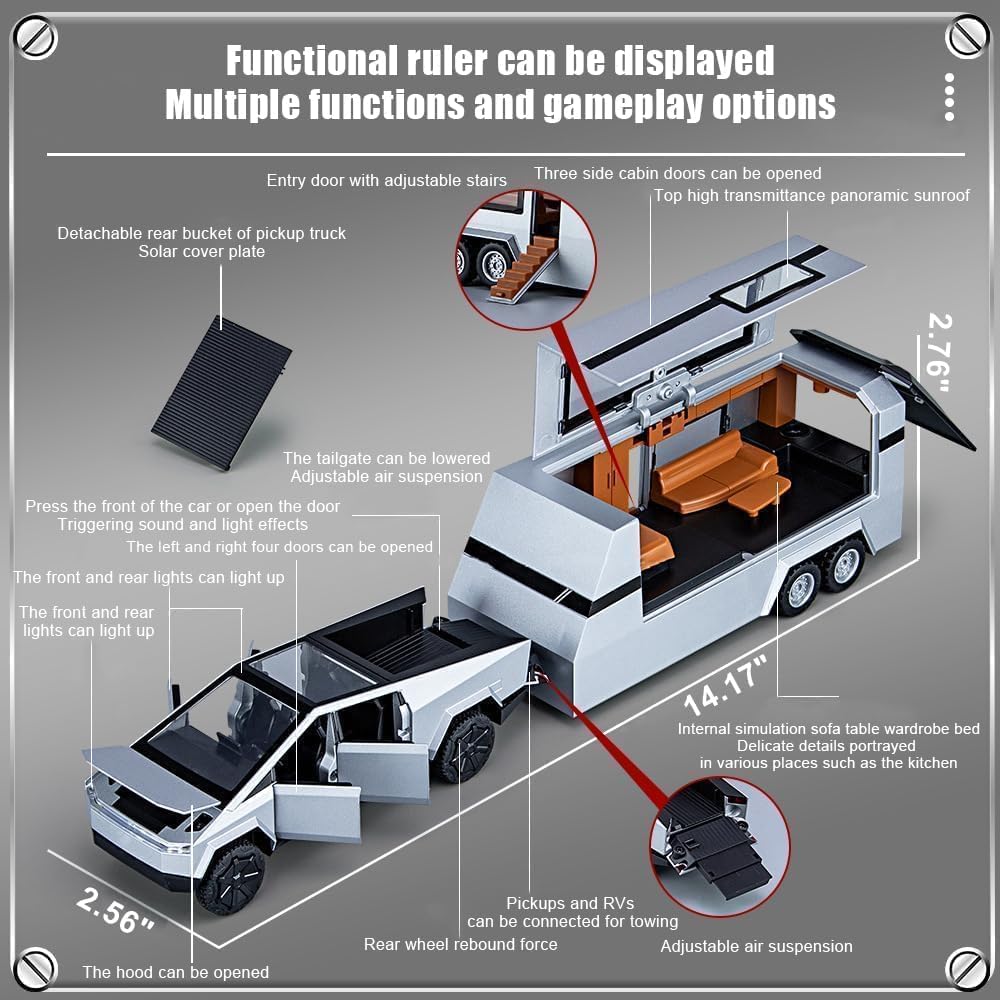 Cyber Tesla Pickup Trailer RV Model Kit - DoorAndSteps E Commerce