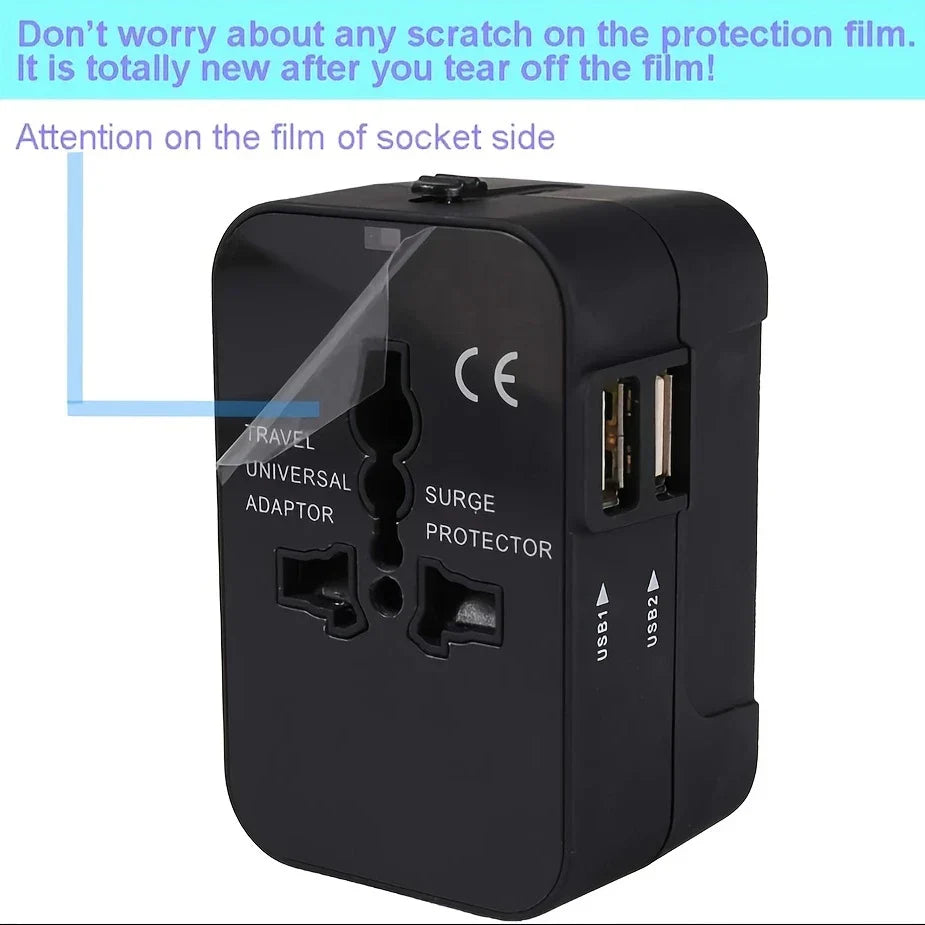 π Universal Travel Adapter with Surge Protection β All-in-One International Plug Converter for 150+ Countries β Smart Charging & Surge Guard - DoorAndSteps E Commerce