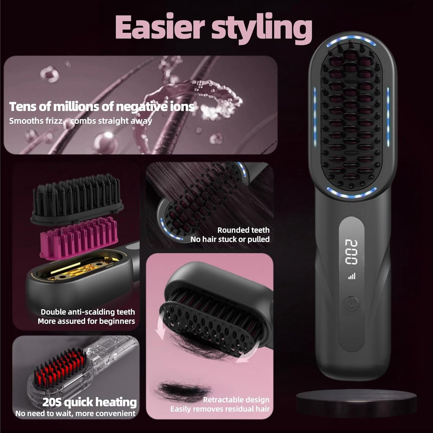 Straight Hair Comb rechargeable - DoorAndSteps E Commerce