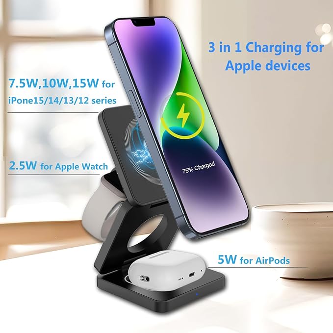 π 3-in-1 Magnetic Foldable Wireless Charger β Fast Charging for All Your Devices! π±βπ§