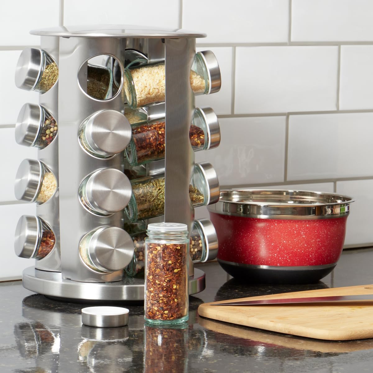 Revolving 16 Jar Spice for kitchen - DoorAndSteps E Commerce