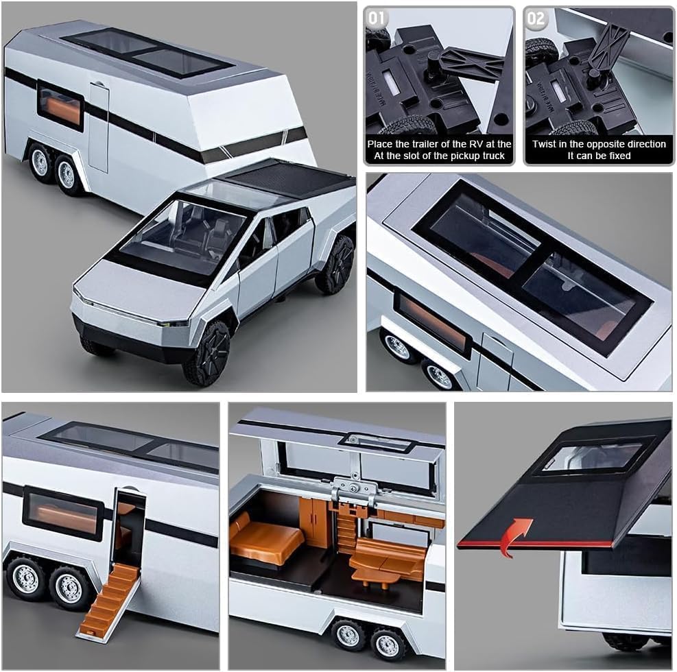 Cyber Tesla Pickup Trailer RV Model Kit - DoorAndSteps E Commerce