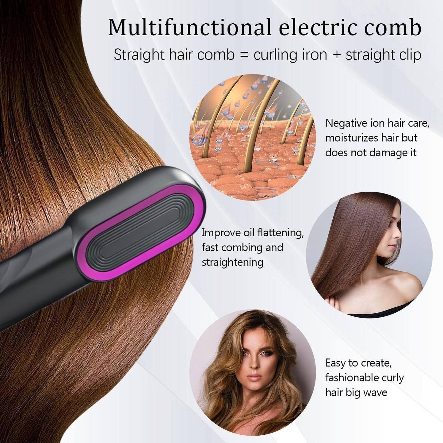 Straight Hair Comb rechargeable - DoorAndSteps E Commerce