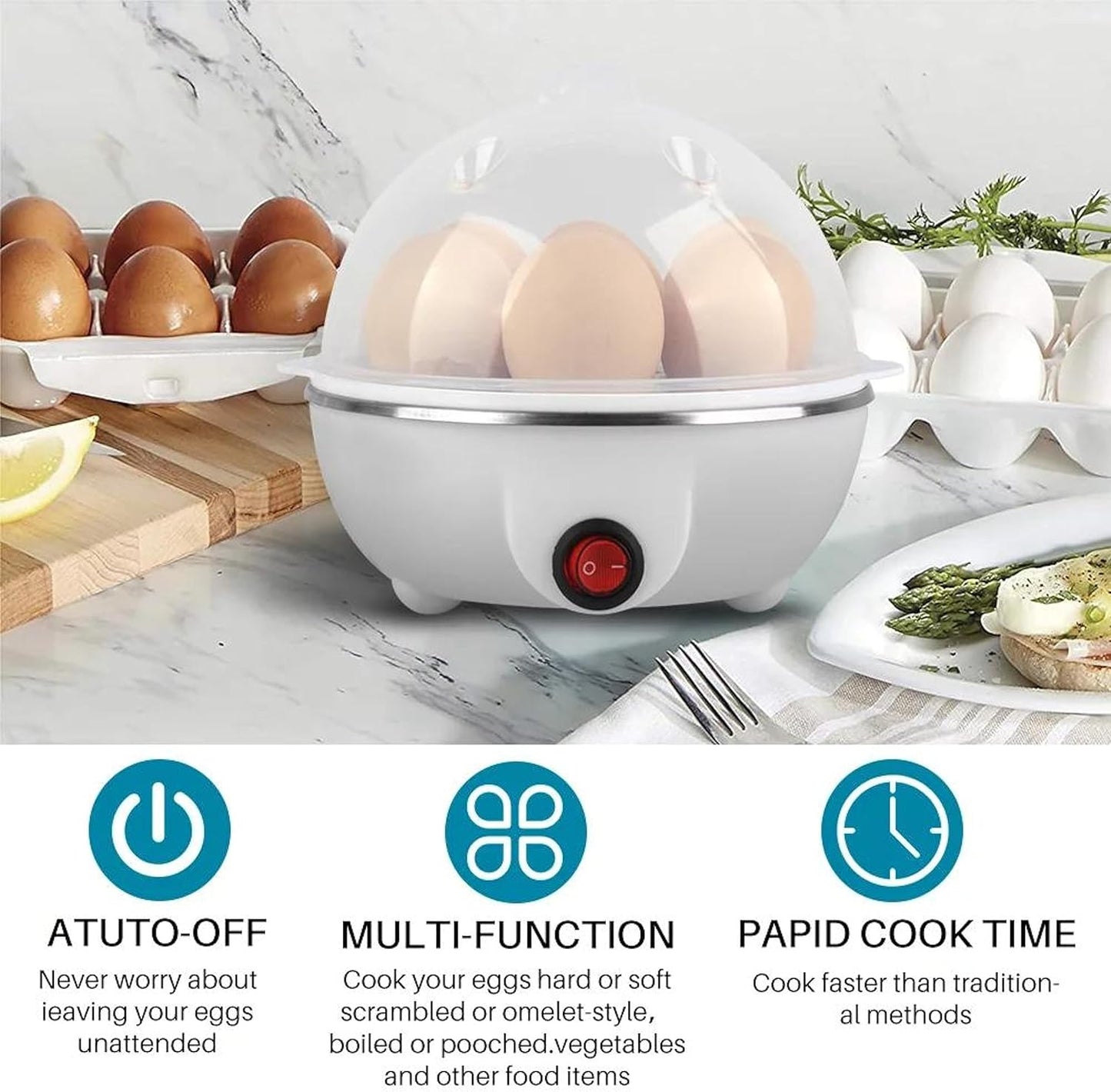 Egg poucher, 350W Electric White Egg boiler - DoorAndSteps E Commerce
