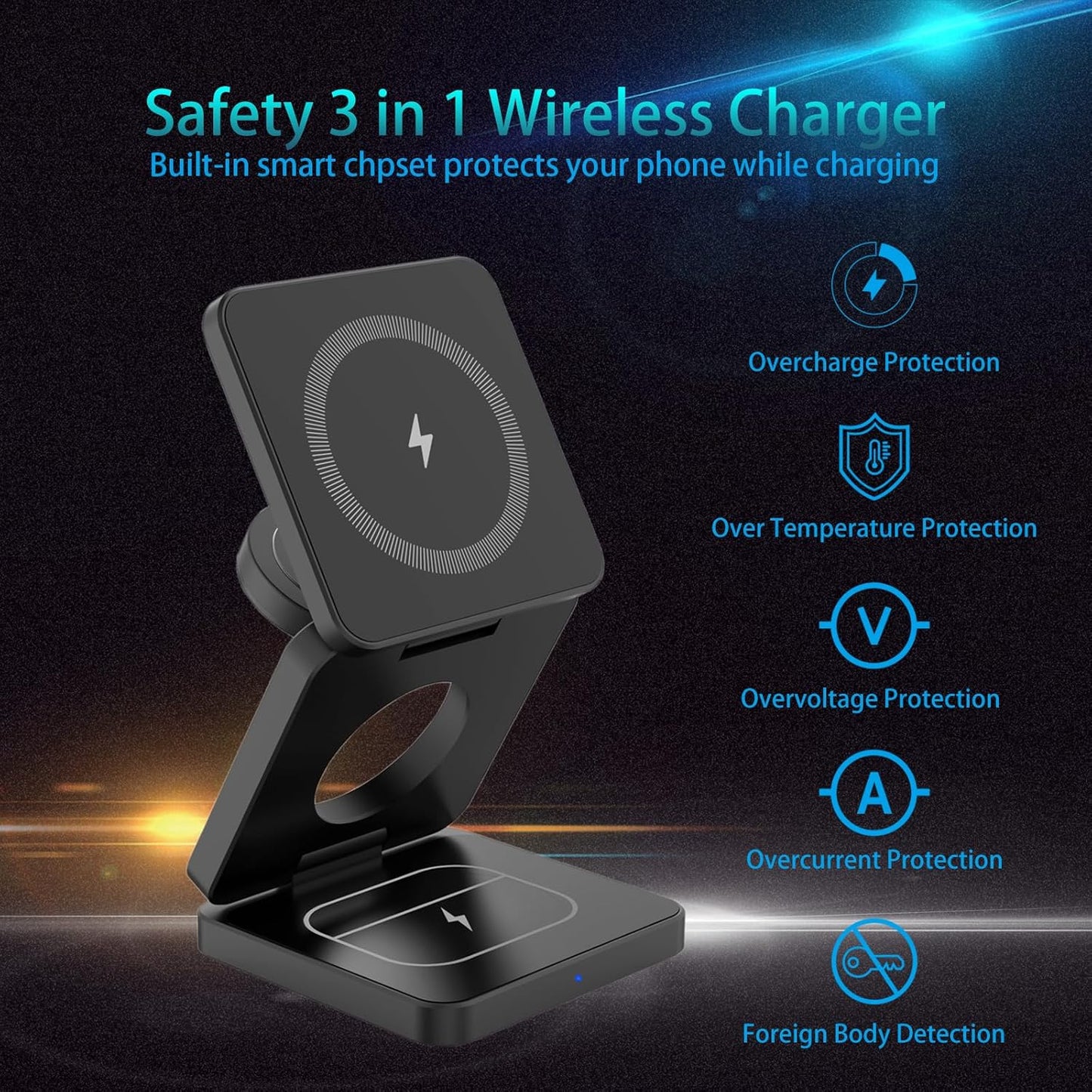π 3-in-1 Magnetic Foldable Wireless Charger β Fast Charging for All Your Devices! π±βπ§