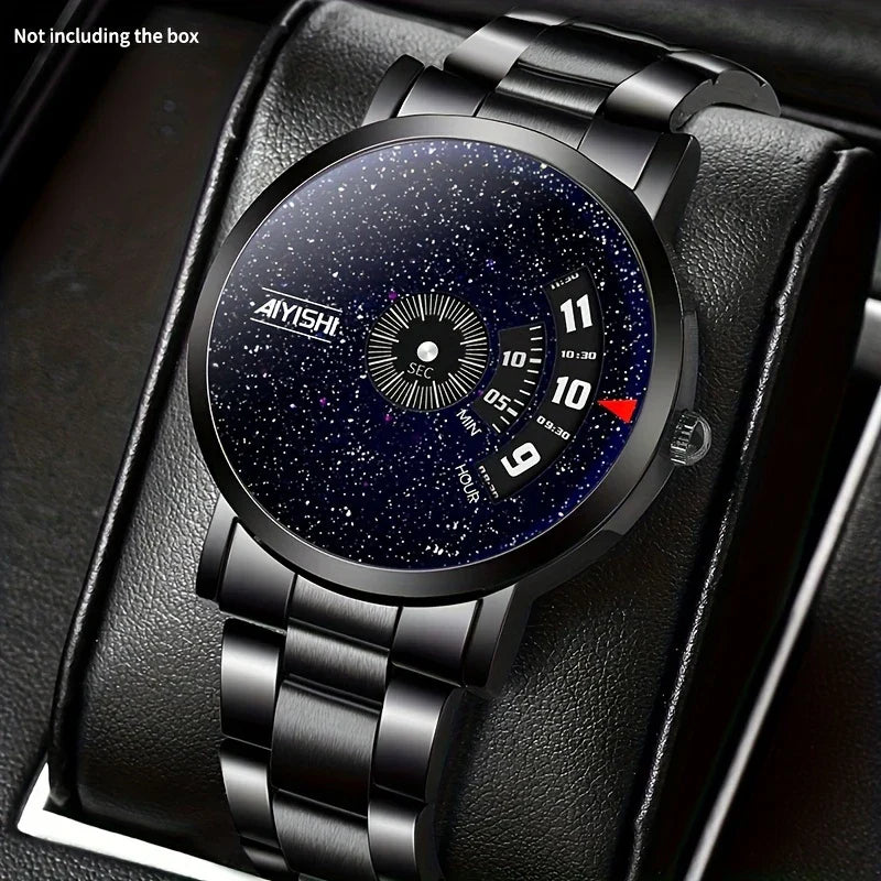 π Men's Sleek Black Dial Quartz Watch β Where Style Meets Functionality
