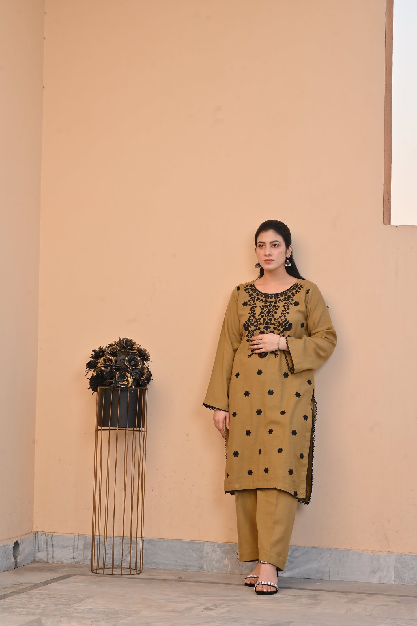 Elegant Mustard 2-Piece Embroidered Summer Cotton Suit for Women - DoorAndSteps E Commerce