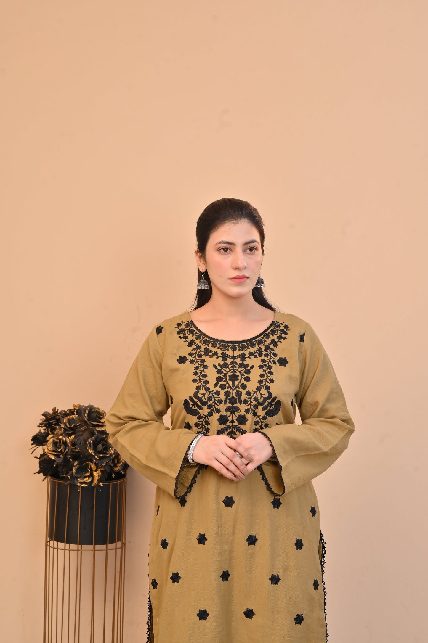 Elegant Mustard 2-Piece Embroidered Summer Cotton Suit for Women - DoorAndSteps E Commerce