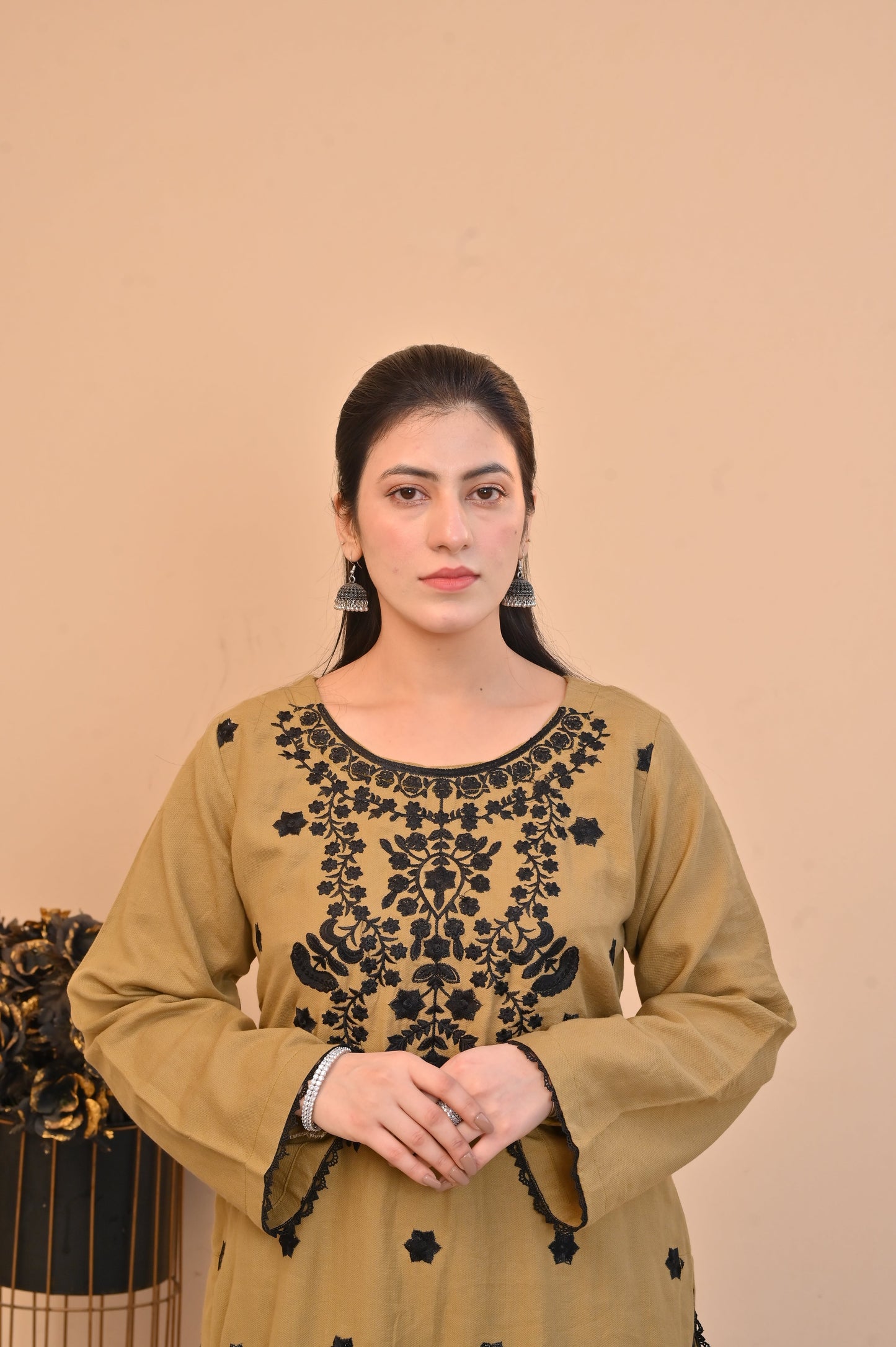 Elegant Mustard 2-Piece Embroidered Summer Cotton Suit for Women - DoorAndSteps E Commerce