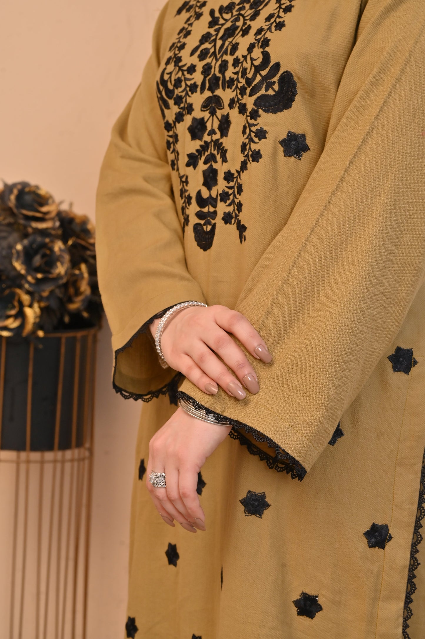 Elegant Mustard 2-Piece Embroidered Summer Cotton Suit for Women - DoorAndSteps E Commerce