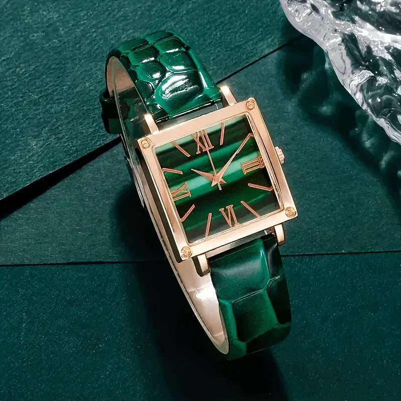 π Elegant Green Quartz Watch & Jewelry Set β 1pc/5pcs | Eid Gift for Her β¨