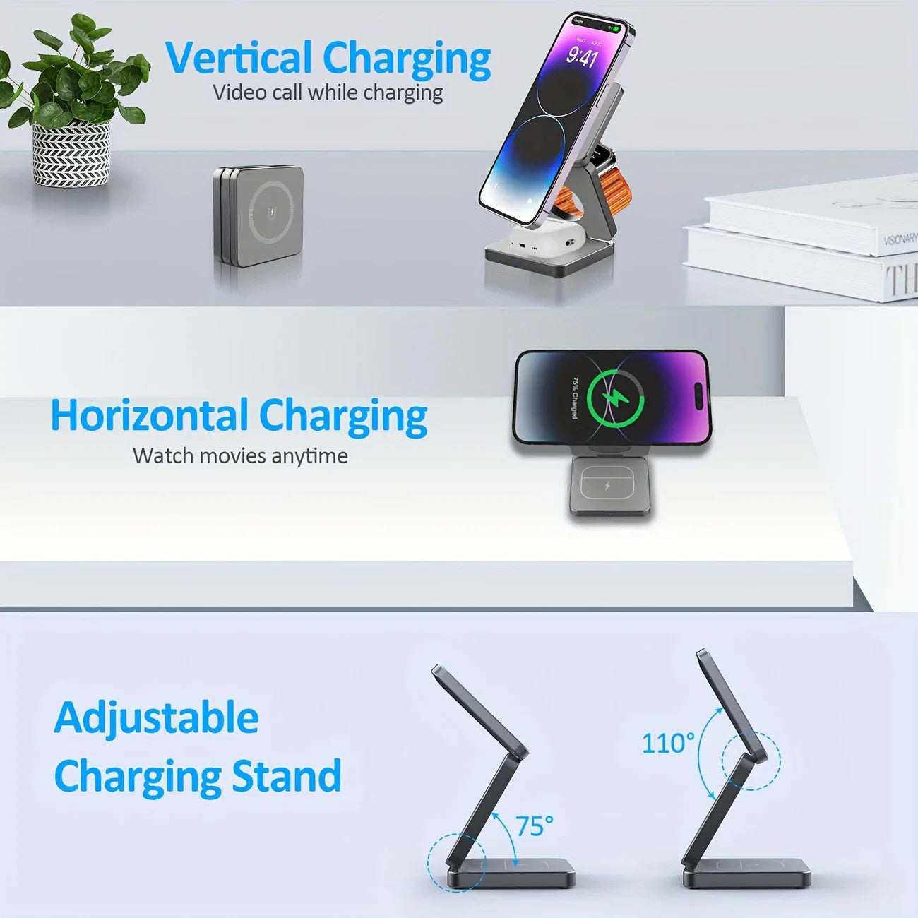 π 3-in-1 Magnetic Foldable Wireless Charger β Fast Charging for All Your Devices! π±βπ§