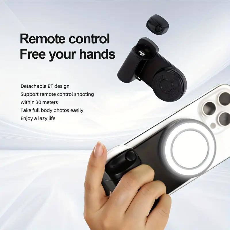 Magnetic Phone Camera Handle – 360° Rotating, Self-Lighting, and Remote-Controlled! - DoorAndSteps E Commerce