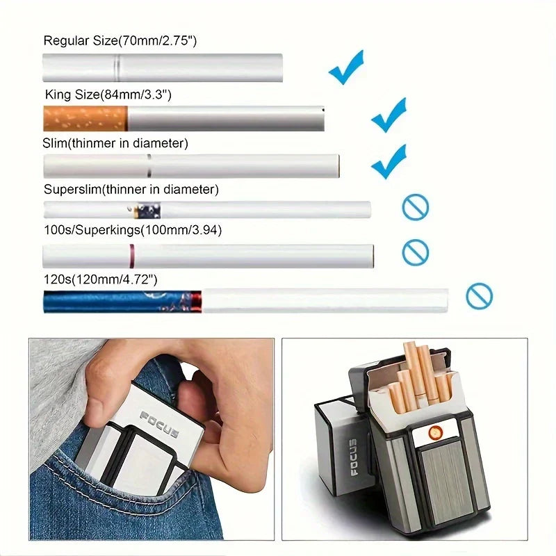 π₯ 2-in-1 Aluminum Cigarette Case with USB Rechargeable Lighter β Style Meets Convenience! - DoorAndSteps E Commerce