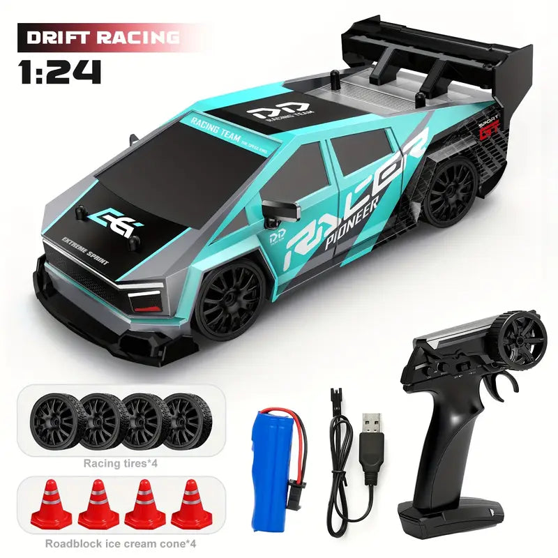 ๐ฅ RC Drift Car 1:24 Mini Scale โ High-Speed 20+Km/h Drift Machine ๐๐จ w/ Remote, Drift Tires & Lights - DoorAndSteps E Commerce