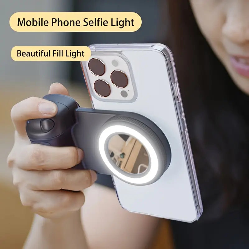 Magnetic Phone Camera Handle – 360° Rotating, Self-Lighting, and Remote-Controlled! - DoorAndSteps E Commerce