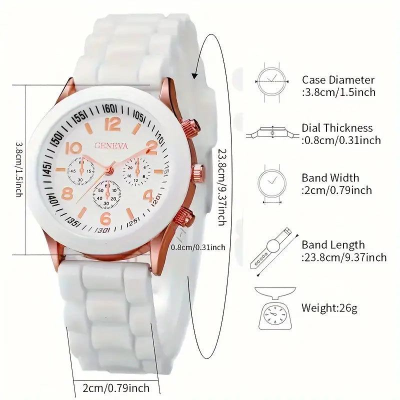 ββ¨ Elegant Women's Quartz Watch + 4-Piece Jewelry Set ππ | Perfect Gift Combo ππ - DoorAndSteps E Commerce