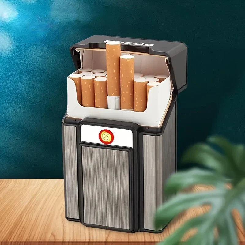 π₯ 2-in-1 Aluminum Cigarette Case with USB Rechargeable Lighter β Style Meets Convenience! - DoorAndSteps E Commerce