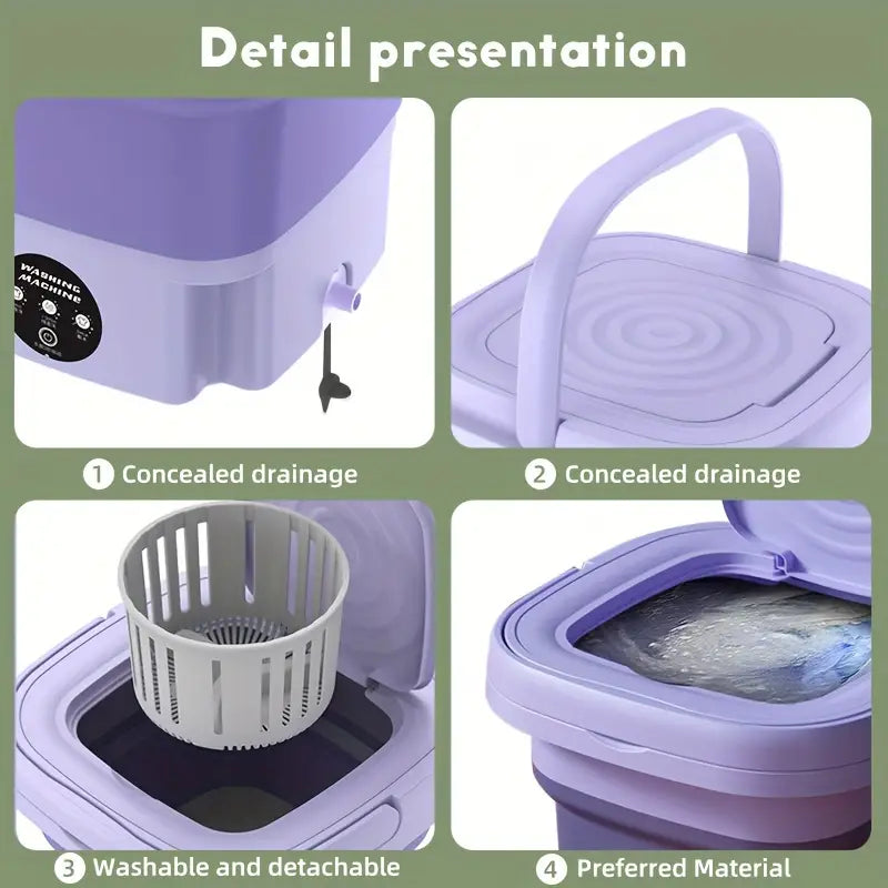 Compact Foldable Mini Washing Machine – Perfect for Baby Clothes, Underwear & Travel Use
