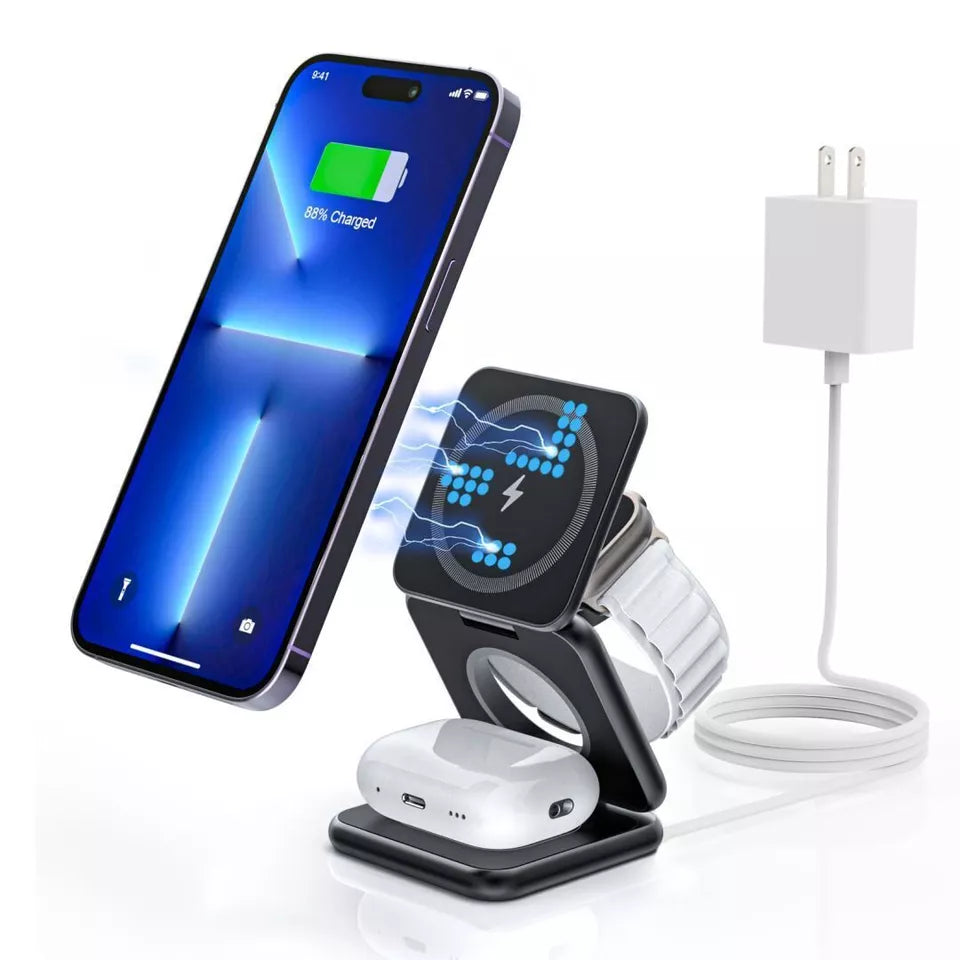 π 3-in-1 Magnetic Foldable Wireless Charger β Fast Charging for All Your Devices! π±βπ§