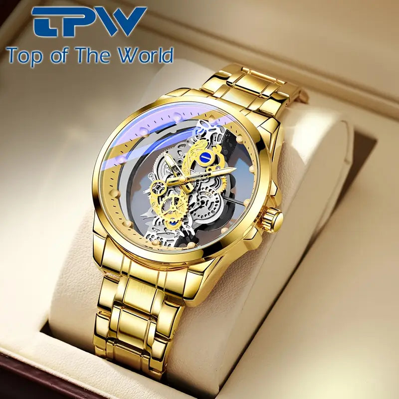 🕰️ TPW Elegant Men's Quartz Watch – Durable Steel Strap | Timeless Design | Everyday Class 🎁 - DoorAndSteps E Commerce 