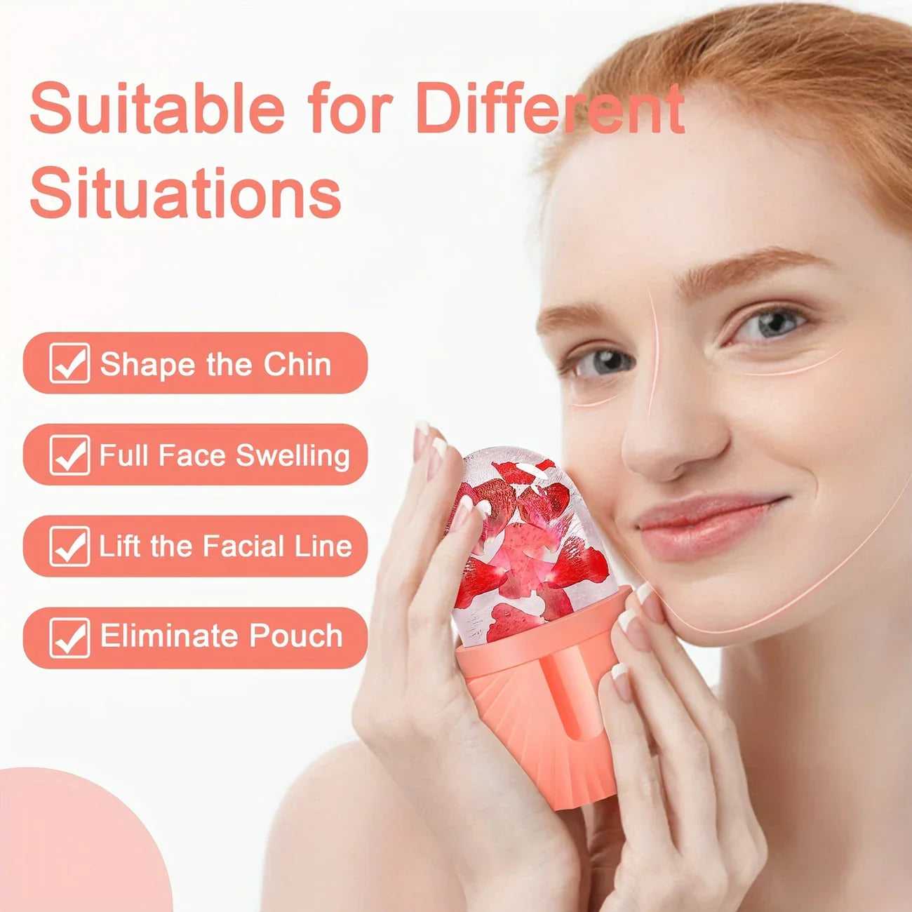 ❄️ Ice Face Roller – Reusable Facial Massager for Puffiness Relief, Skin Glow, and Contour Care 🌿✨ - DoorAndSteps E Commerce 