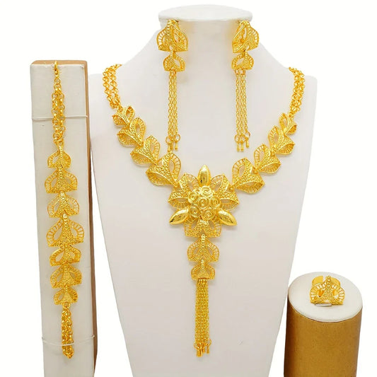 ✨ Exquisite Middle East Africa Dubai Golden Tassel Jewelry Set – Timeless Elegance with Cultural Grace 💛 - DoorAndSteps E Commerce 