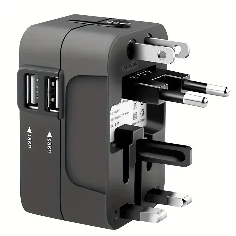 🔌 Universal Travel Adapter with Surge Protection – All-in-One International Plug Converter for 150+ Countries – Smart Charging & Surge Guard - DoorAndSteps E Commerce 