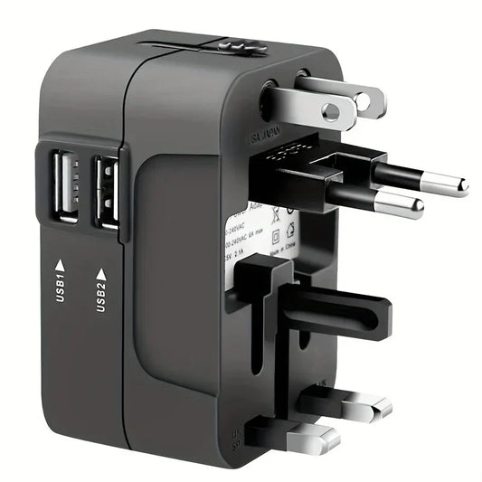 🔌 Universal Travel Adapter with Surge Protection – All-in-One International Plug Converter for 150+ Countries – Smart Charging & Surge Guard - DoorAndSteps E Commerce 