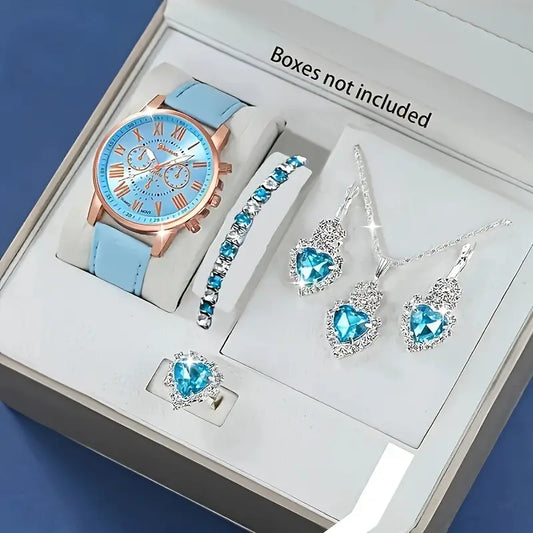 💖 Complete 5-in-1 Gift Set for Women – Timeless Elegance with a Sparkle of Love+ giftbox - DoorAndSteps E Commerce 