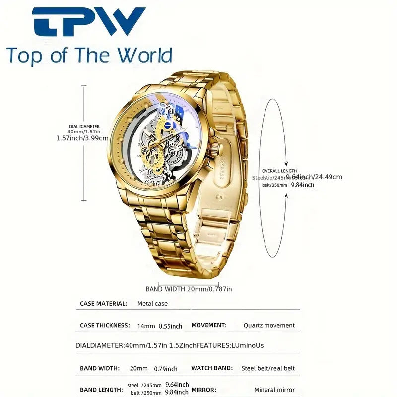 🕰️ TPW Elegant Men's Quartz Watch – Durable Steel Strap | Timeless Design | Everyday Class 🎁 - DoorAndSteps E Commerce 