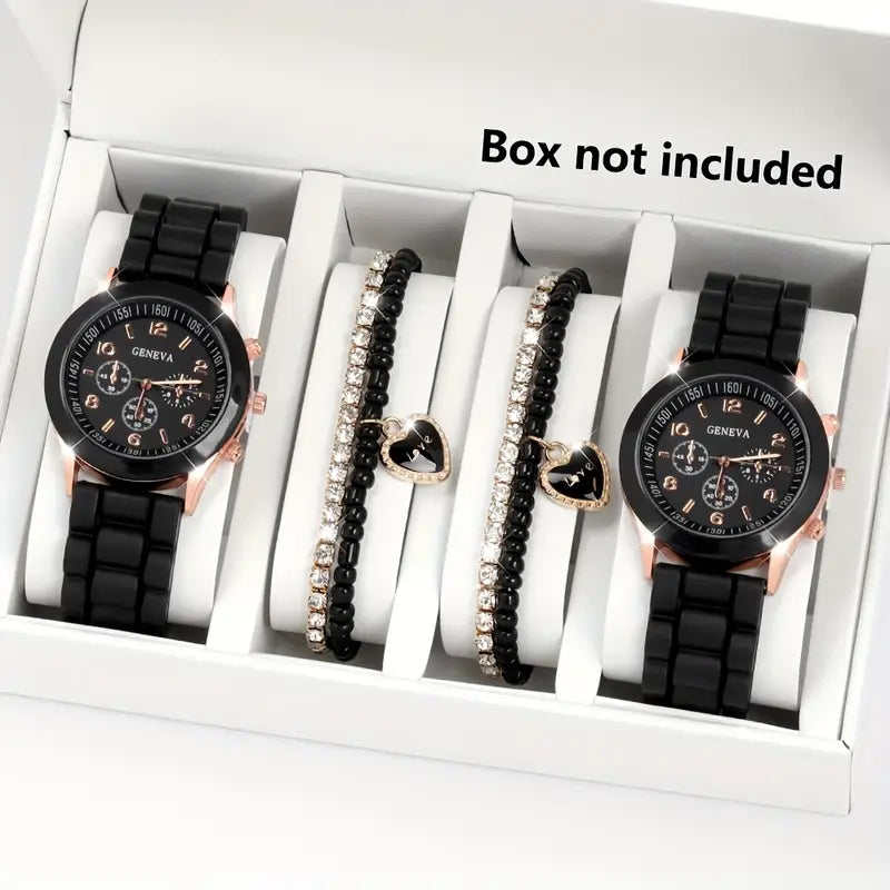 ⏱️ Stylish Couple Watch Set + Magnetic Heart Necklace – A Perfect Gift for Love & Friendship 💖 - DoorAndSteps E Commerce 