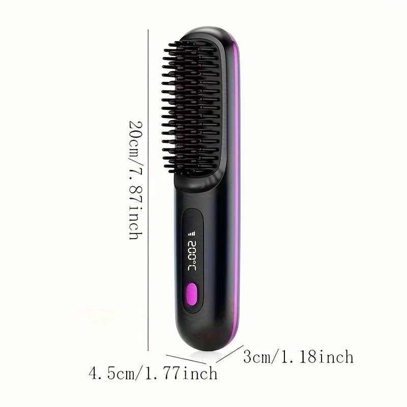 💇‍♀️ Portable & Cordless Hair Straightener Comb – Fast Heating, Anti-Scald Design, LED Display, USB Rechargeable 🔋✨