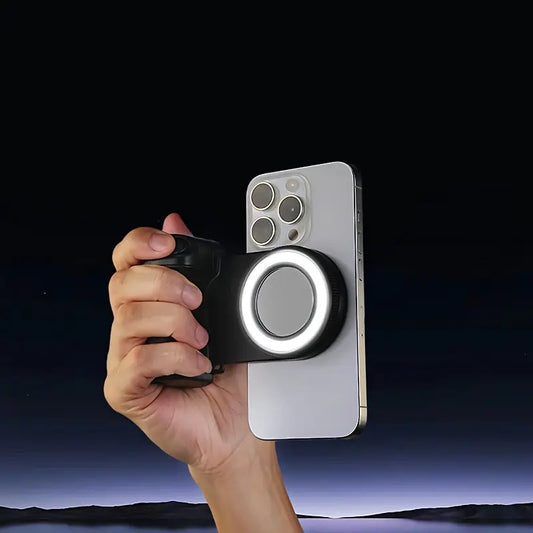 Magnetic Phone Camera Handle – 360° Rotating, Self-Lighting, and Remote-Controlled! - DoorAndSteps E Commerce 