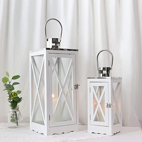 JHY DESIGN Set of 2 Large White Wood Decorative - DoorAndSteps E Commerce 
