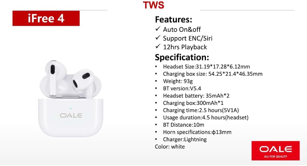 OALE iFree 4 Wireless Bluetooth Earphones