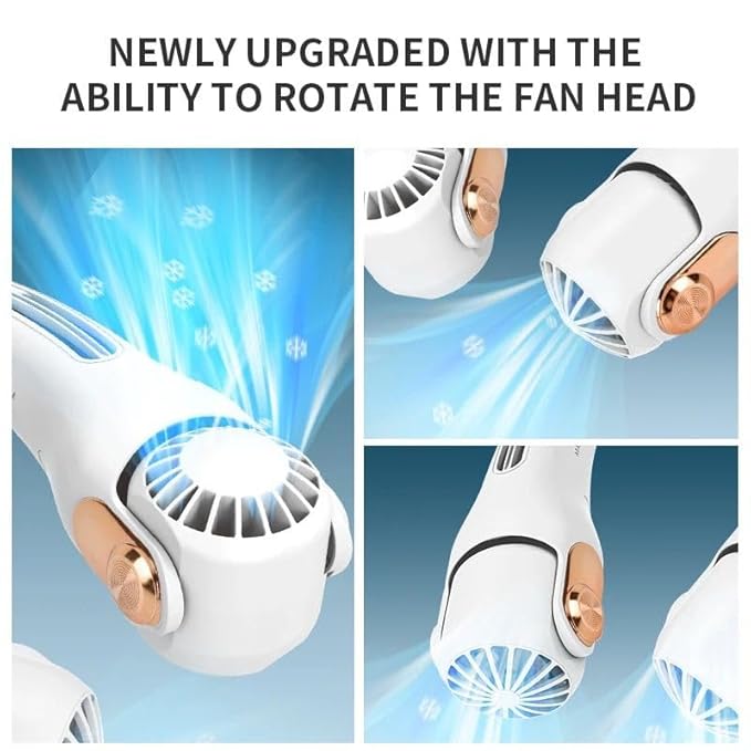 🌬️ TD CREATIONS Neck Fan – 3-Speed Personal Cooling with 360° Airflow | USB Rechargeable & Hands-Free ❄️🔋