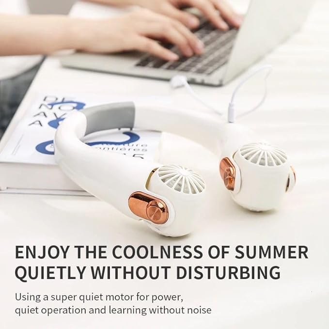 🌬️ TD CREATIONS Neck Fan – 3-Speed Personal Cooling with 360° Airflow | USB Rechargeable & Hands-Free ❄️🔋