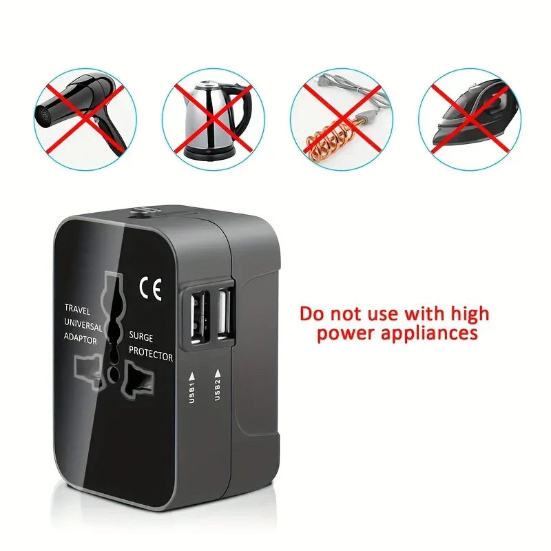 🔌 Universal Travel Adapter with Surge Protection – All-in-One International Plug Converter for 150+ Countries – Smart Charging & Surge Guard - DoorAndSteps E Commerce 
