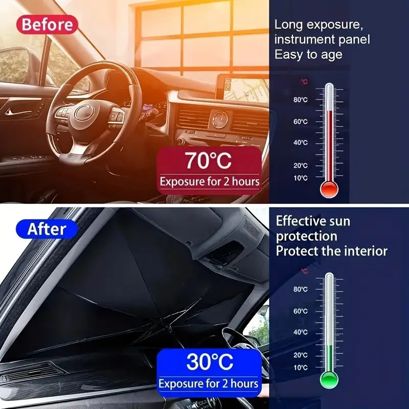 2 SET OF Foldable Car Windshield Sun Shade Umbrella | UV Protection & Heat Blocker for All Vehicles - DoorAndSteps E Commerce 
