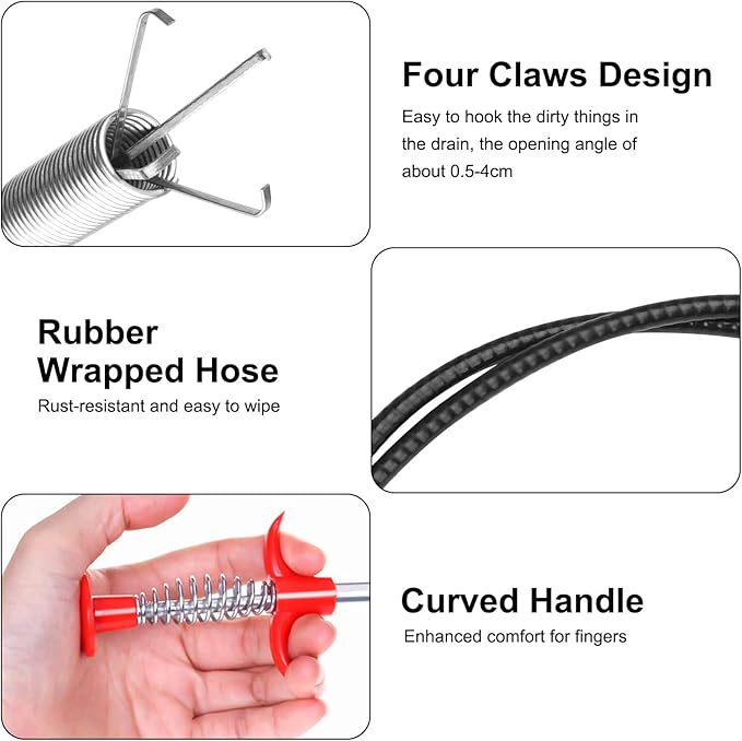 🛠️ Flexible Grabber Pick-Up Tool – 4 Claw Bendable Drain Cleaner for Sink, Toilet & More 💧✨ - DoorAndSteps E Commerce 